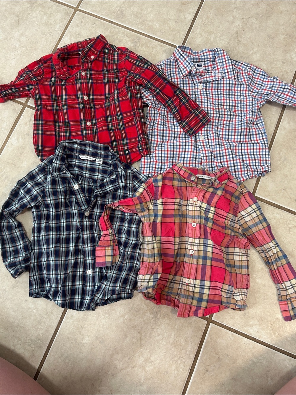 Kids Plaid Button-Down Shirt - Red, Blue, Black, Multi
